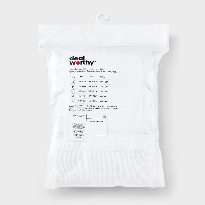slide 3 of 3, Men's Tank Top 3pk - Dealworthy™ White XL: Slim Fit, Crew Neck, Lightweight, Pullover, Ribbed Fabric, 3 ct