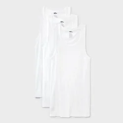Men's Tank Top 3pk - Dealworthy™ White XL: Slim Fit, Crew Neck, Lightweight, Pullover, Ribbed Fabric