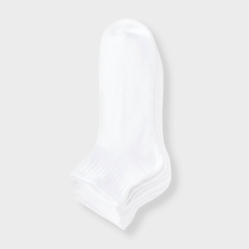 slide 3 of 3, Men's Ankle Socks 5pk - Dealworthy™ White 6-12: Cushioned Sole, Midweight Knit,, 5 ct