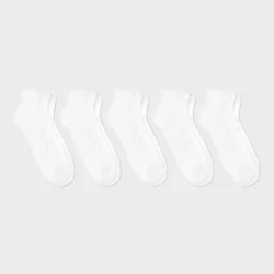 Men's Ankle Socks 5pk - Dealworthy™ White 6-12: Cushioned Sole, Midweight Knit,