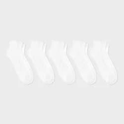 Men's Ankle Socks 5pk - Dealworthy™ White 6-12: Cushioned Sole, Midweight Knit,