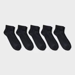 Men's Ankle Socks 5pk - Dealworthy™ Black 6-12: Cotton Blend, Cushioned Sole, Machine Washable, Knit Fabric