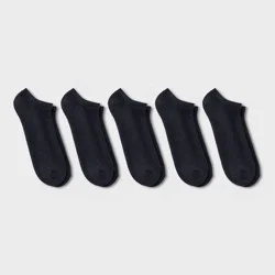 Men's No Show Socks 5pk - Dealworthy™ Black 6-12: Cushioned Sole, Midweight Knit, Size 6-12