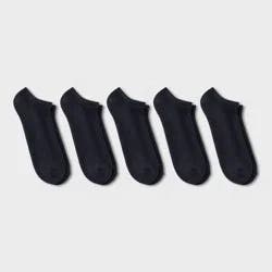 Men's No Show Socks 5pk - Dealworthy™ Black 6-12: Cushioned Sole, Midweight Knit, Size 6-12