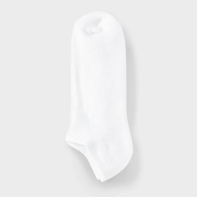 slide 3 of 3, Men's No Show Socks 5pk - Dealworthy™ White 6-12: Cushioned Sole, Midweight Knit, Size 6-12, 5 ct