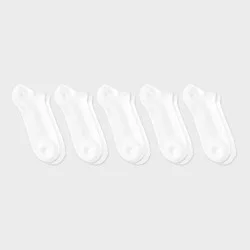 Men's No Show Socks 5pk - Dealworthy™ White 6-12: Cushioned Sole, Midweight Knit, Size 6-12