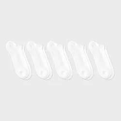 Men's No Show Socks 5pk - Dealworthy™ White 6-12: Cushioned Sole, Midweight Knit, Size 6-12