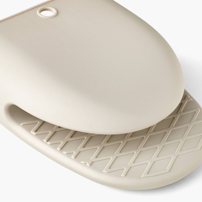 slide 3 of 4, 2pc Silicone Mini Oven Mitts Light Gray - Figmint™, 2 ct