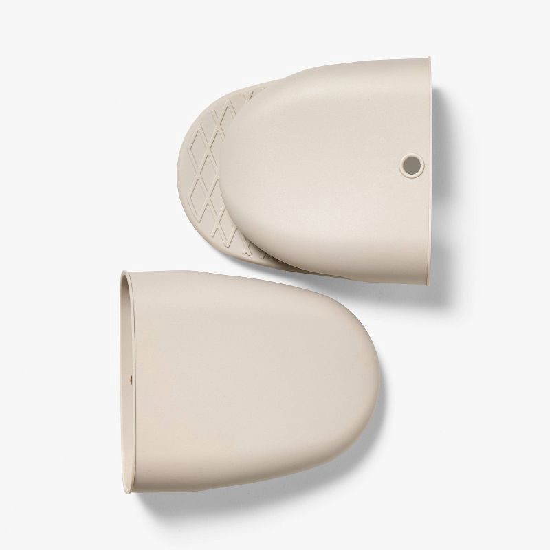 slide 1 of 4, 2pc Silicone Mini Oven Mitts Light Gray - Figmint™, 2 ct