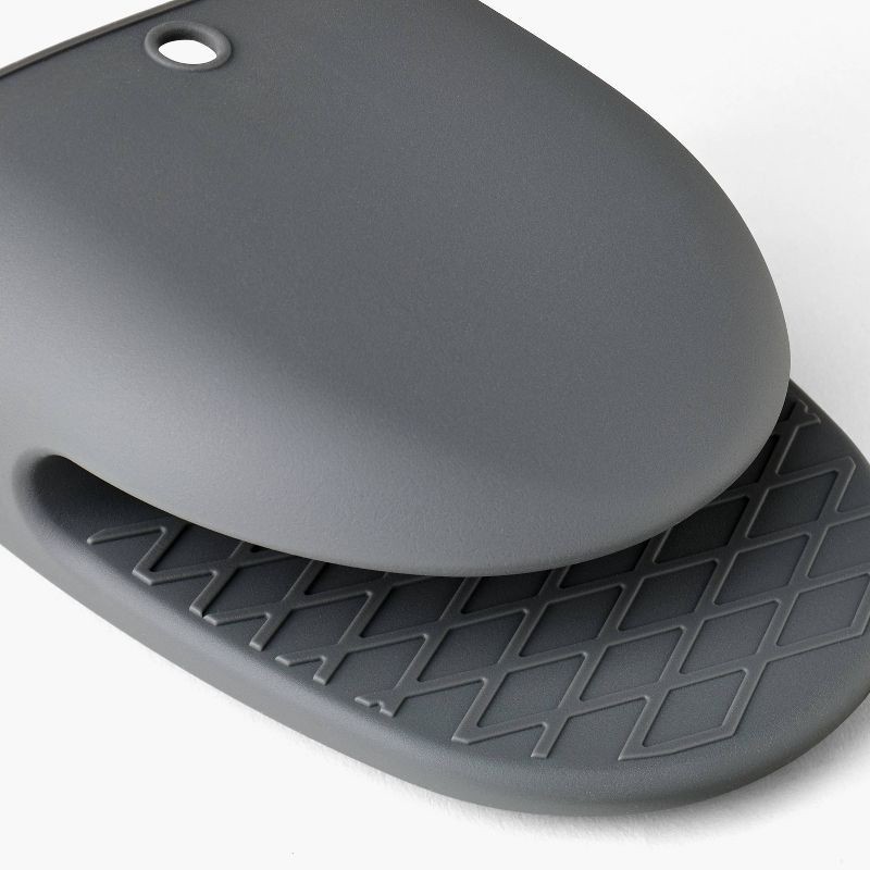 slide 3 of 4, 2pc Silicone Mini Oven Mitts Dark Gray - Figmint™: Heat Resistant Kitchen Mittens, Dishwasher-Safe, Crosshatch Pattern, 2 ct