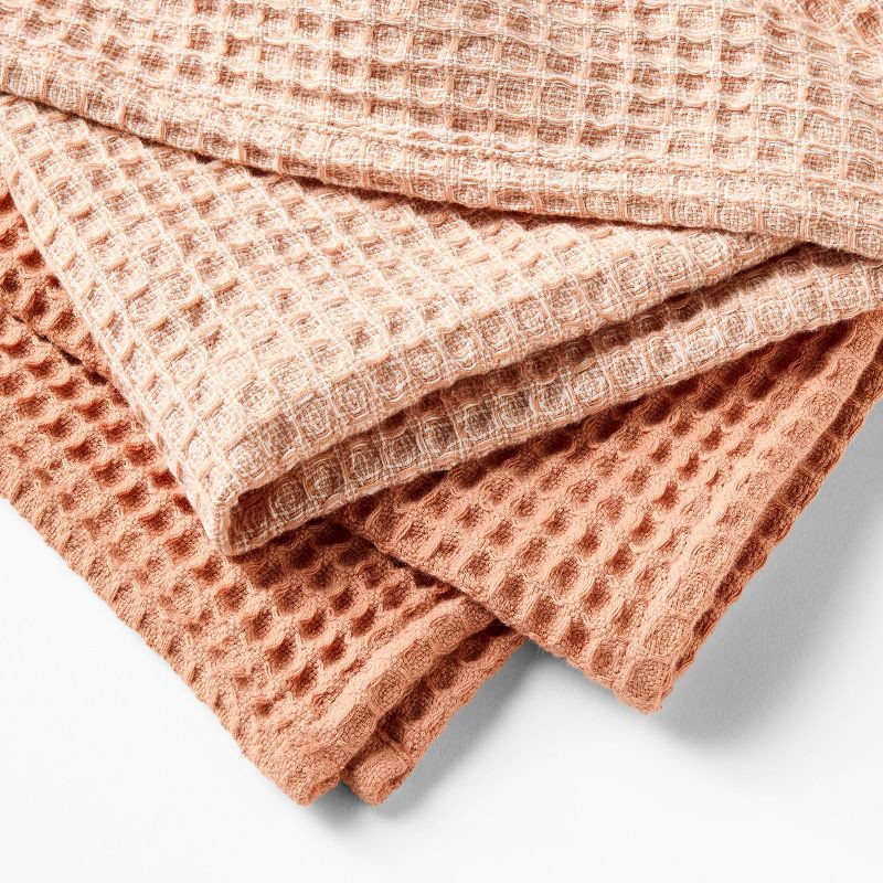 slide 3 of 3, 3pc Waffle Kitchen Towels Terracotta Orange - Figmint™: Cotton Dish Towels, Kitchen Hand Towels, OEKO-TEX Certified, 3 ct