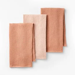 3pc Waffle Kitchen Towels Terracotta Orange - Figmint™: Cotton Dish Towels, Kitchen Hand Towels, OEKO-TEX Certified