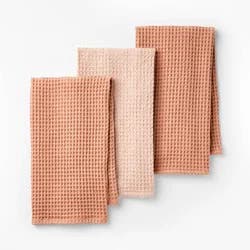 3pc Waffle Kitchen Towels Terracotta Orange - Figmint™: Cotton Dish Towels, Kitchen Hand Towels, OEKO-TEX Certified