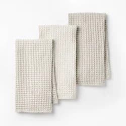 3pc Waffle Kitchen Towels Light Gray - Figmint™