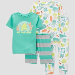Carter's Just One You®️ Toddler Boys' 4pc "Sea You Later" Sea Creatures Pajama Set - Green/White 3T