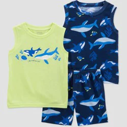 Carter's Just One You®️ Toddler Boys' 3pc Sharks Pajama Set - Blue/Lime Green 3T