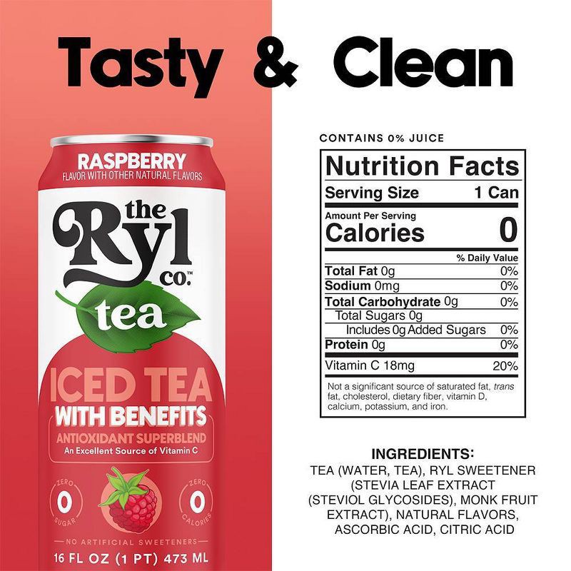 slide 4 of 5, Ryl Tea Raspberry Iced Tea - 16 fl oz Can, 16 fl oz