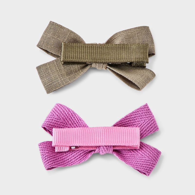 slide 3 of 5, Baby Girls' Hair 8pk Multi Bow Cotton Faux Linen & Cotton Twill Tape - Cloud Island™: Styling Clips for Infants, 8 ct