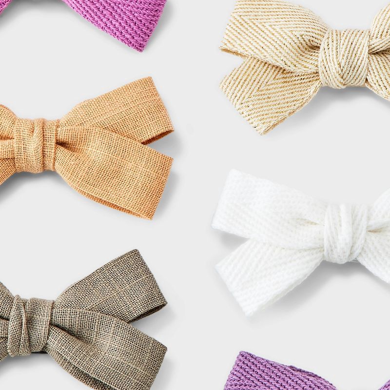 slide 4 of 5, Baby Girls' Hair 8pk Multi Bow Cotton Faux Linen & Cotton Twill Tape - Cloud Island™: Styling Clips for Infants, 8 ct