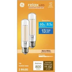 GE Household Lighting GE 2pk 60W Relax T10 LED Light Bulbs Warm White