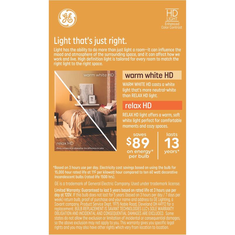 slide 3 of 8, GE Household Lighting GE 2pk Relax Warm White 60W BM Clear, 2 ct