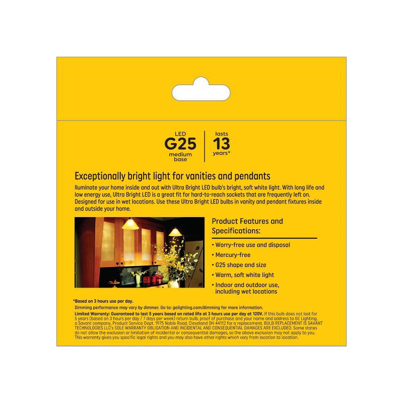 slide 3 of 3, GE Household Lighting GE 2pk 100W Ultra Bright G25 LED Globe Light Bulbs Soft White, 2 ct