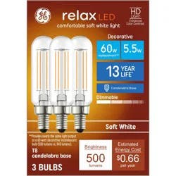 GE Household Lighting GE 3pk 60W Relax T8 LED Light Bulbs Soft White