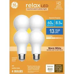 GE Household Lighting GE 4pk 60W Relax LED A19 Bulbs Warm White