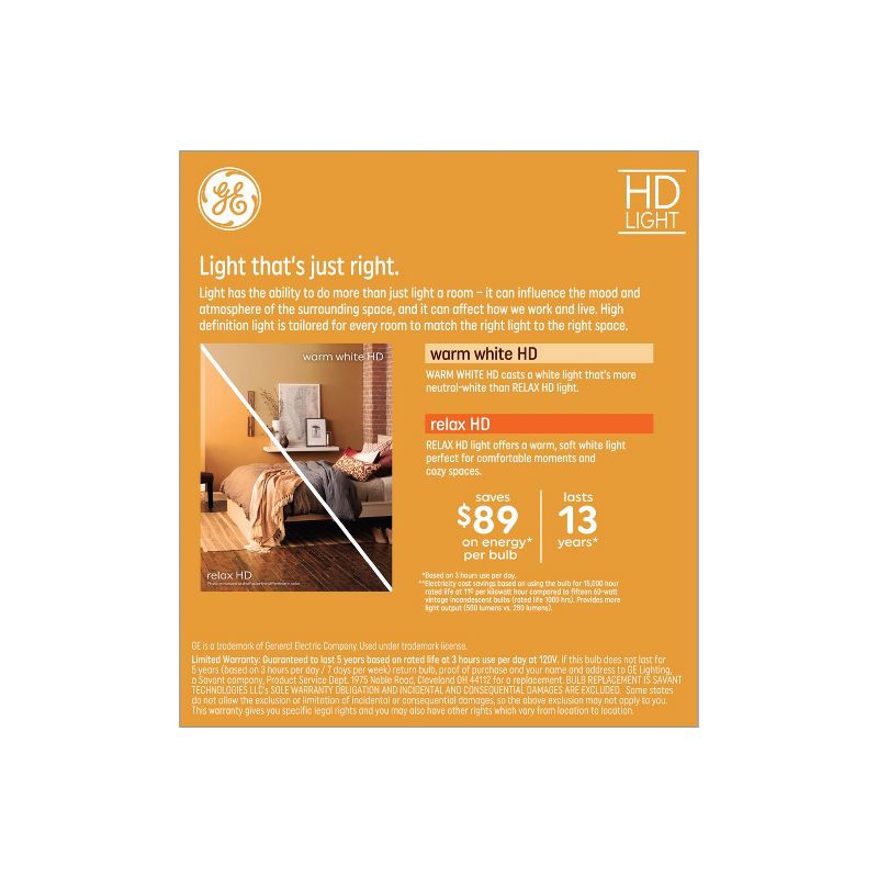 slide 3 of 10, GE Household Lighting GE 2pk 60W Relax ST19 LED Light Bulbs Warm White, 2 ct
