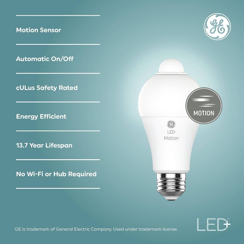 slide 2 of 7, GE Household Lighting GE LED+ Motion A21 LED Light Bulb Daylight, 1 ct