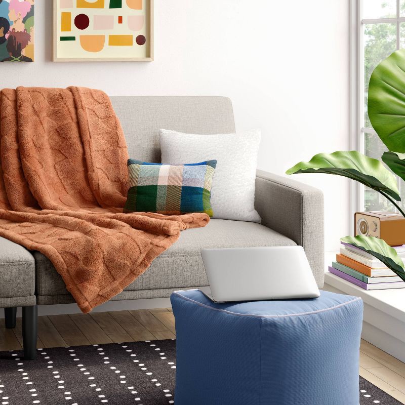 slide 2 of 5, Geometric Jacquard Faux Shearling Throw Blanket Terracotta - Room Essentials™, 1 ct