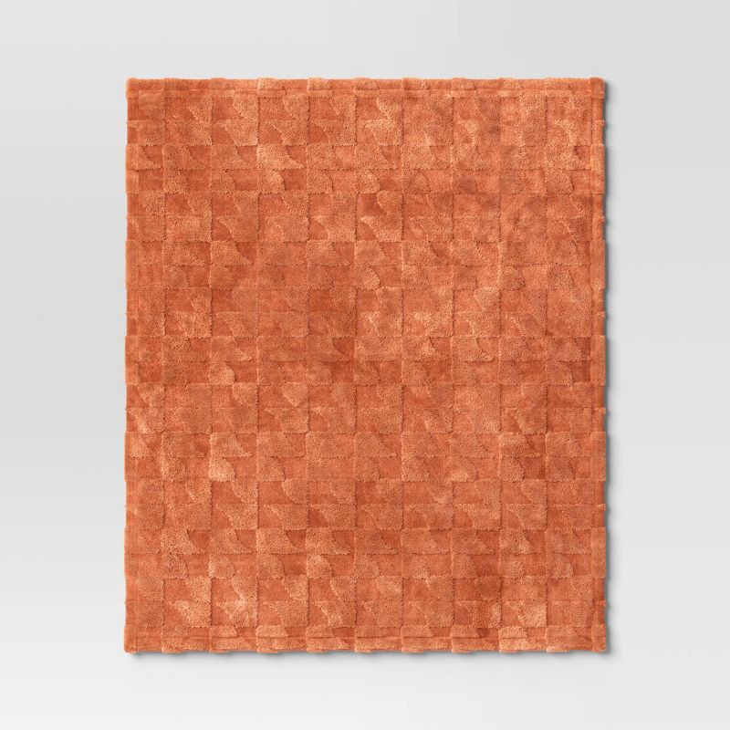 slide 3 of 5, Geometric Jacquard Faux Shearling Throw Blanket Terracotta - Room Essentials™, 1 ct