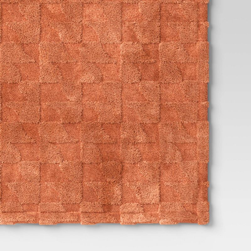 slide 4 of 5, Geometric Jacquard Faux Shearling Throw Blanket Terracotta - Room Essentials™, 1 ct