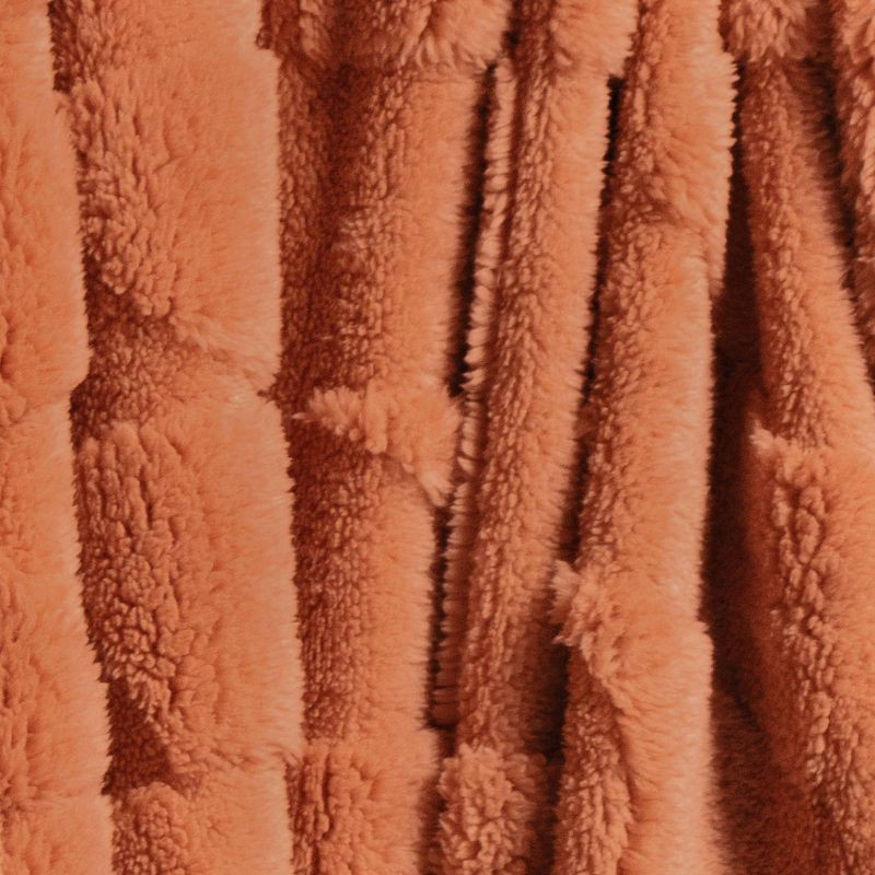 slide 5 of 5, Geometric Jacquard Faux Shearling Throw Blanket Terracotta - Room Essentials™, 1 ct