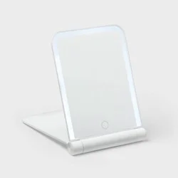 Lighted Travel Mirror with Cover - Room Essentials™: Portable, Rectangular, 1X Magnification, LED Illumination