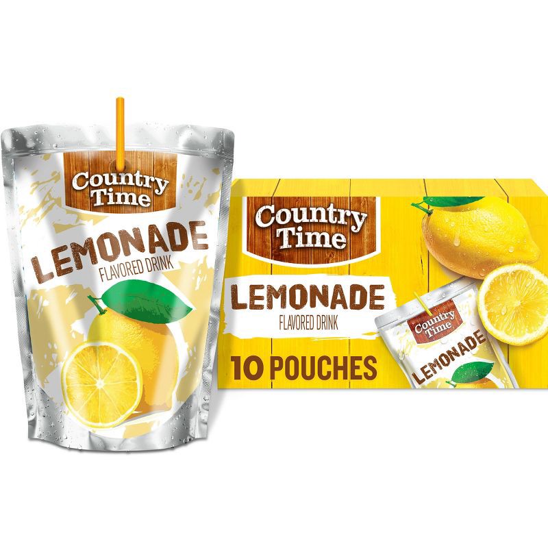 slide 1 of 9, Country Time Lemonade - 10pk/6 fl oz Pouches, 10 ct; 6 fl oz