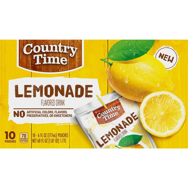 slide 5 of 9, Country Time Lemonade - 10pk/6 fl oz Pouches, 10 ct; 6 fl oz