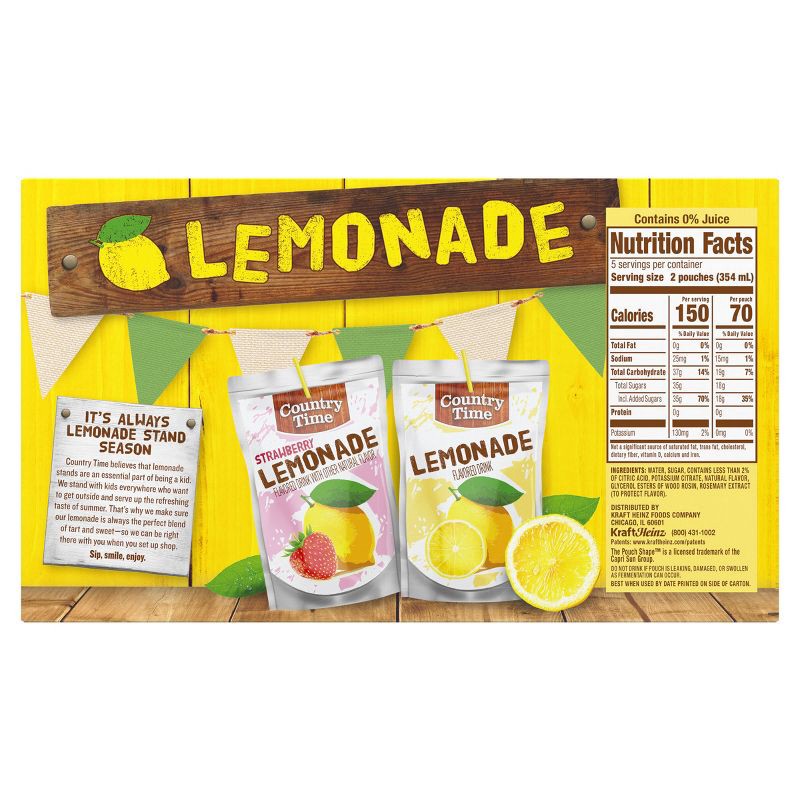 slide 9 of 9, Country Time Lemonade - 10pk/6 fl oz Pouches, 10 ct; 6 fl oz