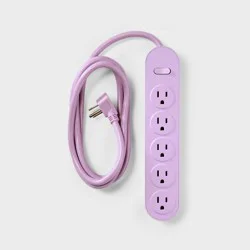 6' 5-Outlet Power Strip Extension Cord Purple - heyday™: Indoor 6ft 15A 14 AWG Purple Powerstrip, 1-Year Warranty