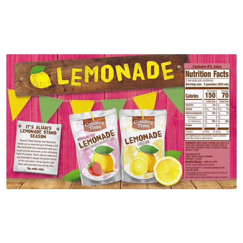 slide 9 of 9, Country Time Strawberry Lemonade Juice Boxes - 10pk/6 fl oz Pouches, 10 ct; 6 fl oz
