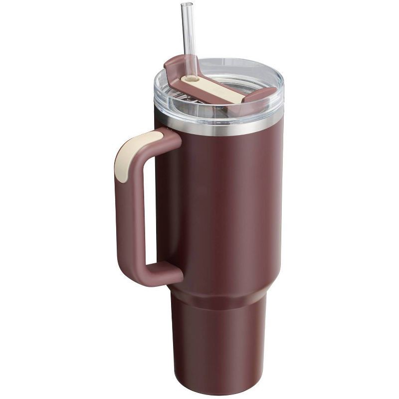 slide 3 of 6, Stanley 40 oz Stainless Steel H2.0 FlowState Quencher Tumbler Cabernet Red - Hearth & Hand™ with Magnolia, 40 oz