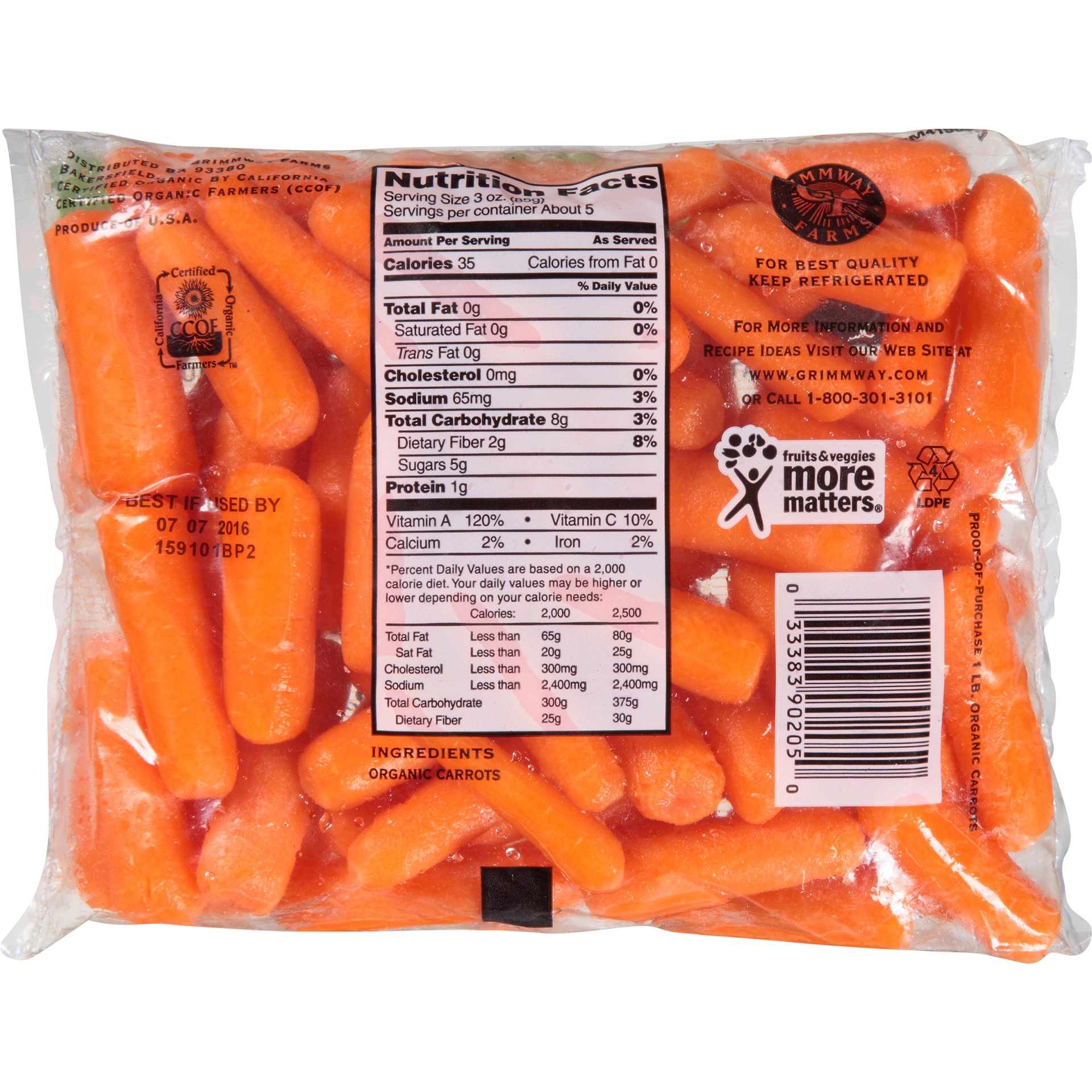slide 2 of 6, Grimmway Farms Baby Cut Carrots, 1 lb, organic, 1 lb