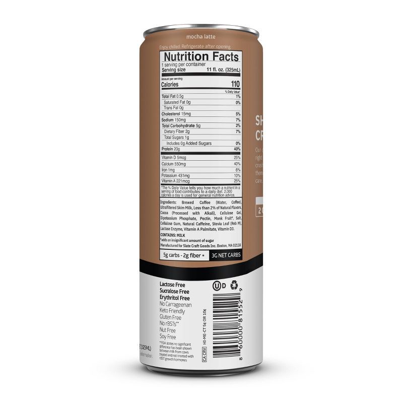 slide 2 of 6, Slate Milk Slate Mocha Latte High Protein Iced Coffee - 11 fl oz Can, 11 fl oz