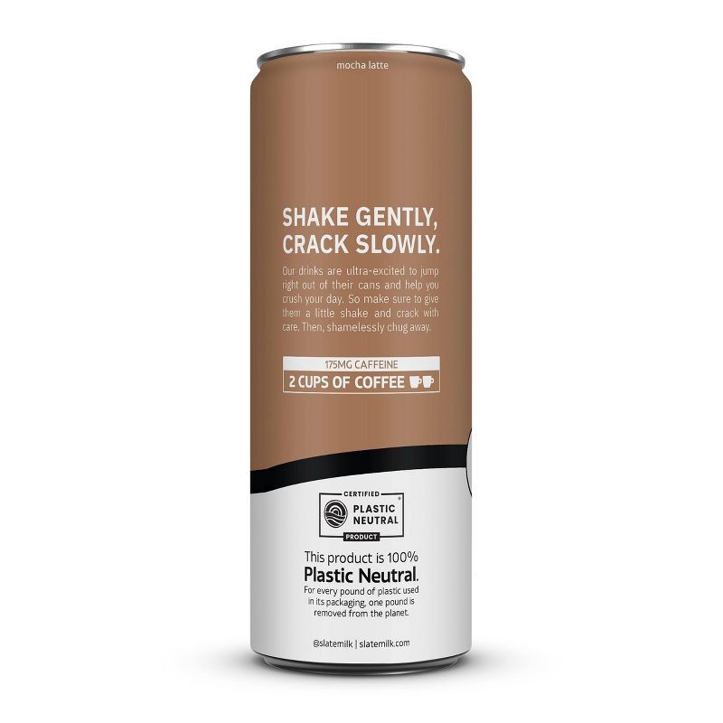 slide 3 of 6, Slate Milk Slate Mocha Latte High Protein Iced Coffee - 11 fl oz Can, 11 fl oz