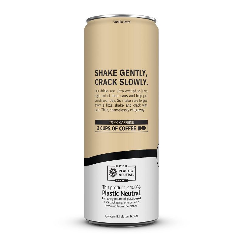 slide 3 of 6, Slate Milk Slate Vanilla Latte High Protein Iced Coffee - 11 fl oz Can, 11 fl oz