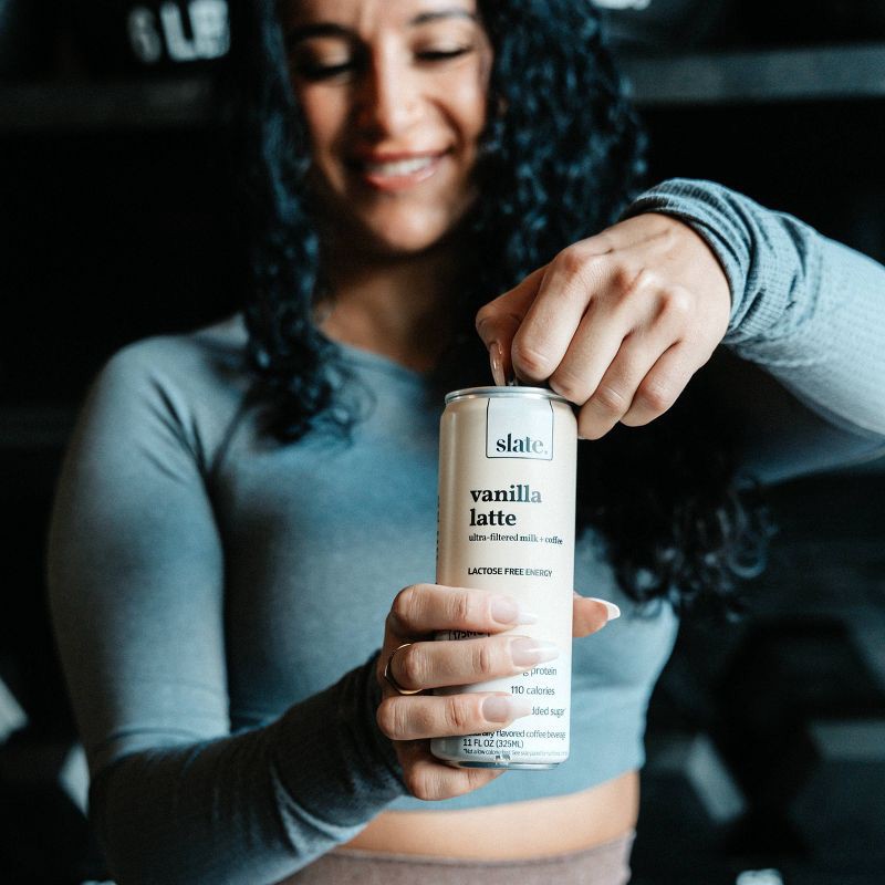 slide 4 of 6, Slate Milk Slate Vanilla Latte High Protein Iced Coffee - 11 fl oz Can, 11 fl oz