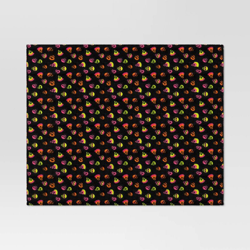 slide 3 of 4, Skull Printed Plush Halloween Throw Blanket Black - Hyde & EEK! Boutique™: Recycled Polyester, Knitted, 50x60", Machine Washable, 1 ct