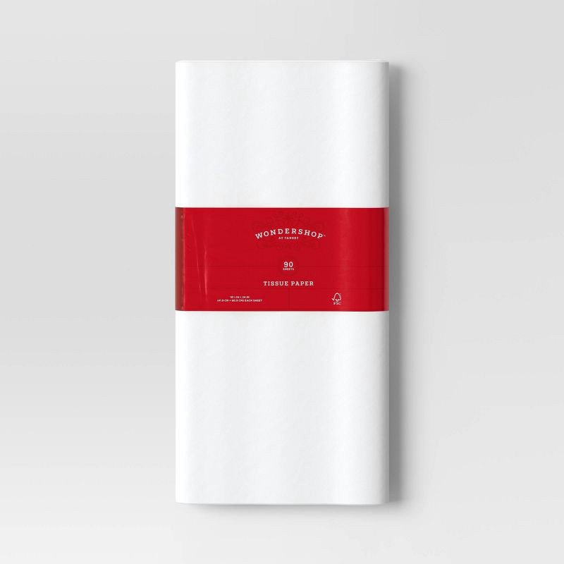 slide 3 of 3, 90ct Christmas Gift Tissue Paper White - Wondershop™, 90 ct