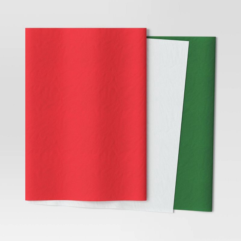 slide 1 of 3, 30ct Banded Christmas Gift Tissue Paper Red/White/Green - Wondershop™, 30 ct