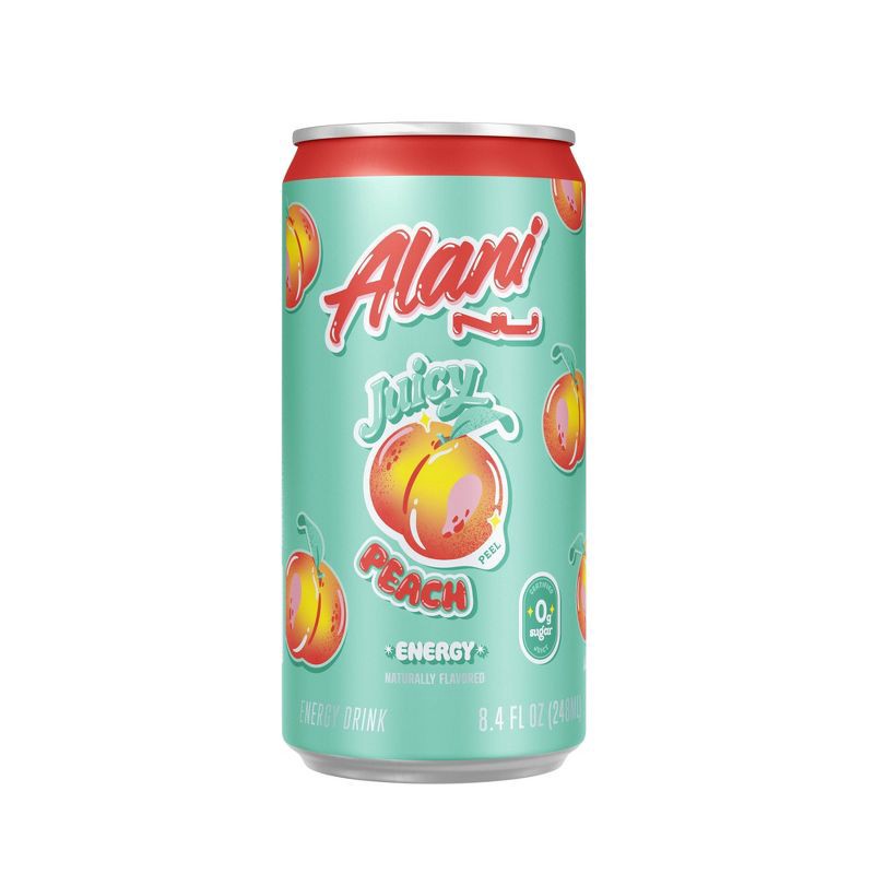 slide 2 of 3, Alani Nu Alani Juicy Peach Energy Drink - 4pk/8.4 fl oz Cans, 4 ct; 8.4 fl oz